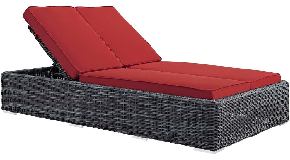 Summon Double Outdoor Patio Sunbrella Chaise Red