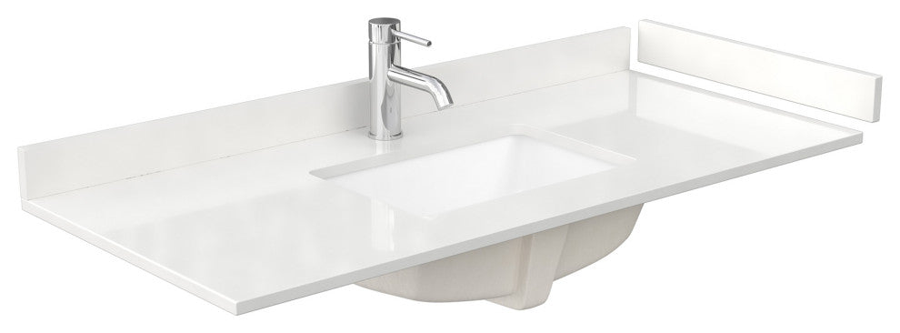 Elan 48" Single Vanity, White, White Quartz Top, 1-Hole, Black Trim