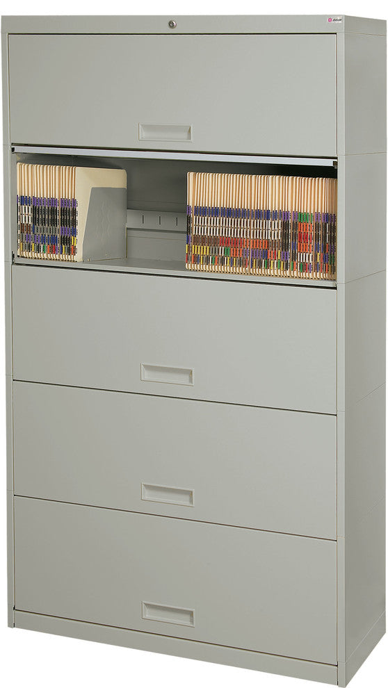 Stak-N-Lok 100 Series 5H Open Shelf, Receding Doors, 42", Letter Depth, Gray