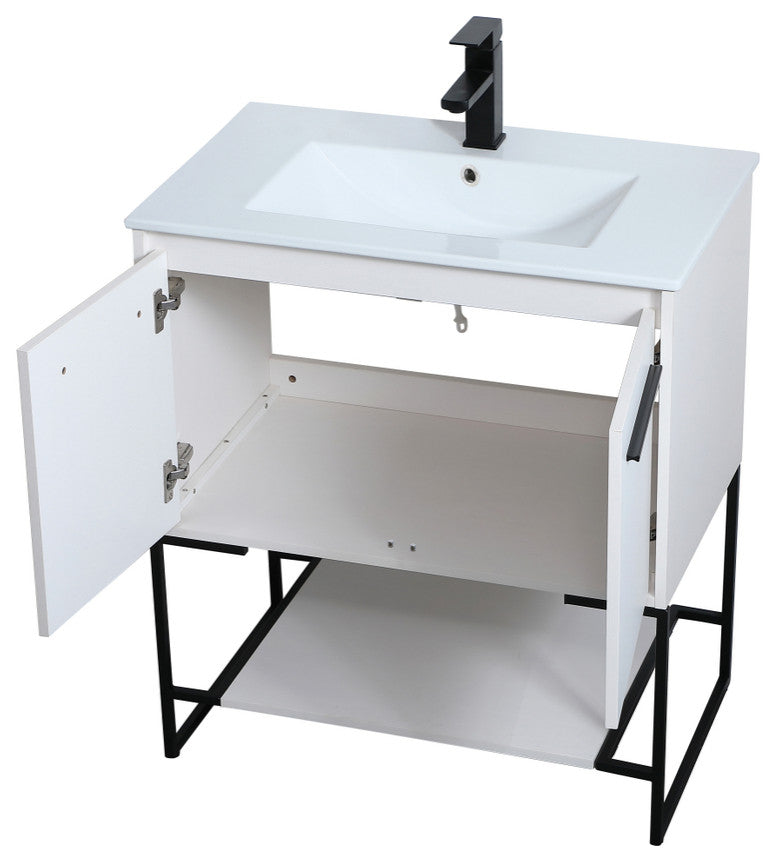 30" Single Bathroom Vanity, White