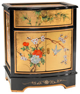 Gold Lacquer End Table Birds and Flowers