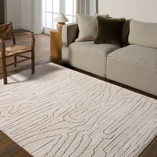 Label J Newlyn EVA01 Abstract Ivory Area Rug, 5'x8'