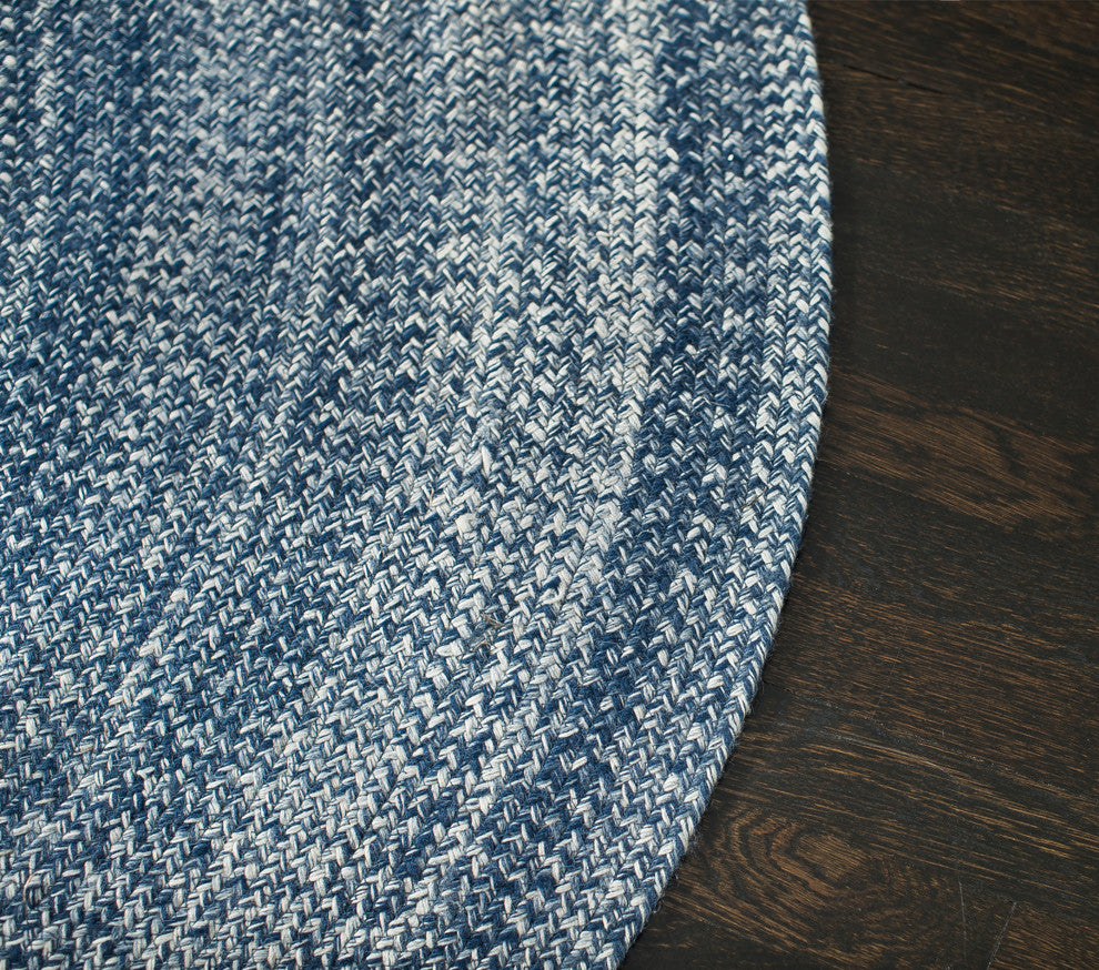 Epona Round Braided Area Rug, Blue, 8'