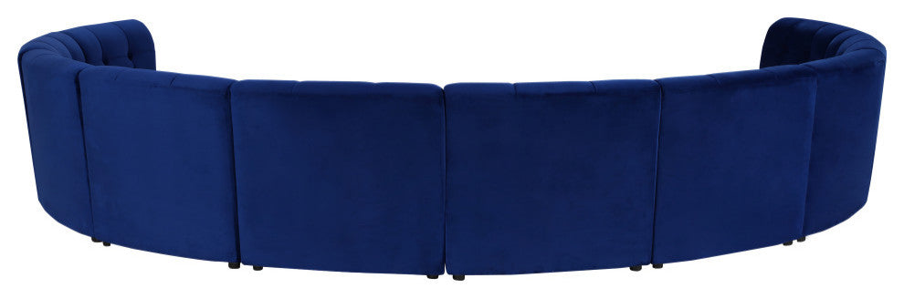 Limitless Velvet Upholstered 10-Piece Modular Sectional, Navy