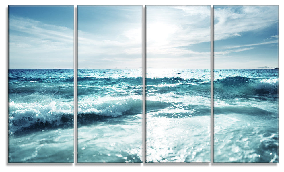 "Seychelles Beach at Sunset" Canvas Print, 4 Panels