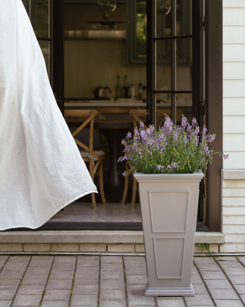 Veradek Brixton Tall Planter, Gray, 26 Inch, 2 Pack