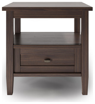 Warm Shaker Solid Wood End Table In Warm Walnut Brown
