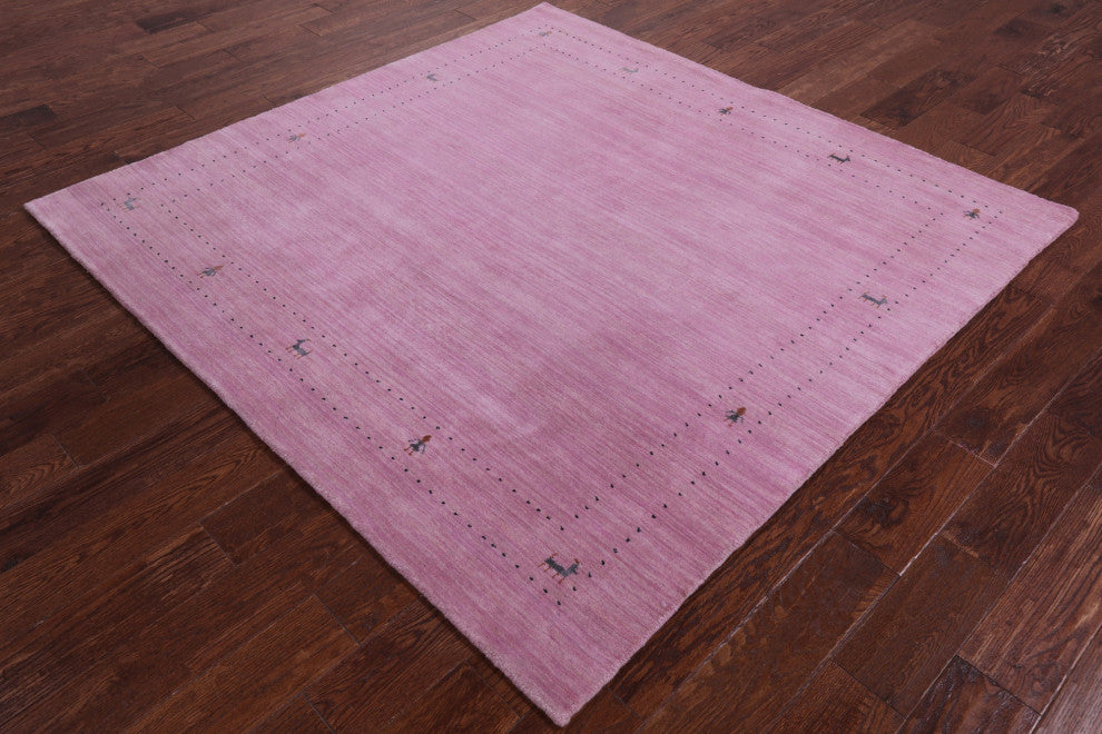 6' Square Persian Gabbeh Handmade Wool Rug - Q15305