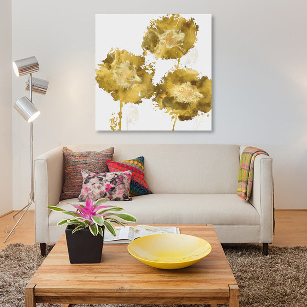 "Golden Flower Burst II" by Vanessa Austin, Canvas Print, 37x37"