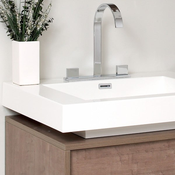 Fresca Potenza 28" Gray Oak Modern Bathroom Vanity With Pop Open Drawer