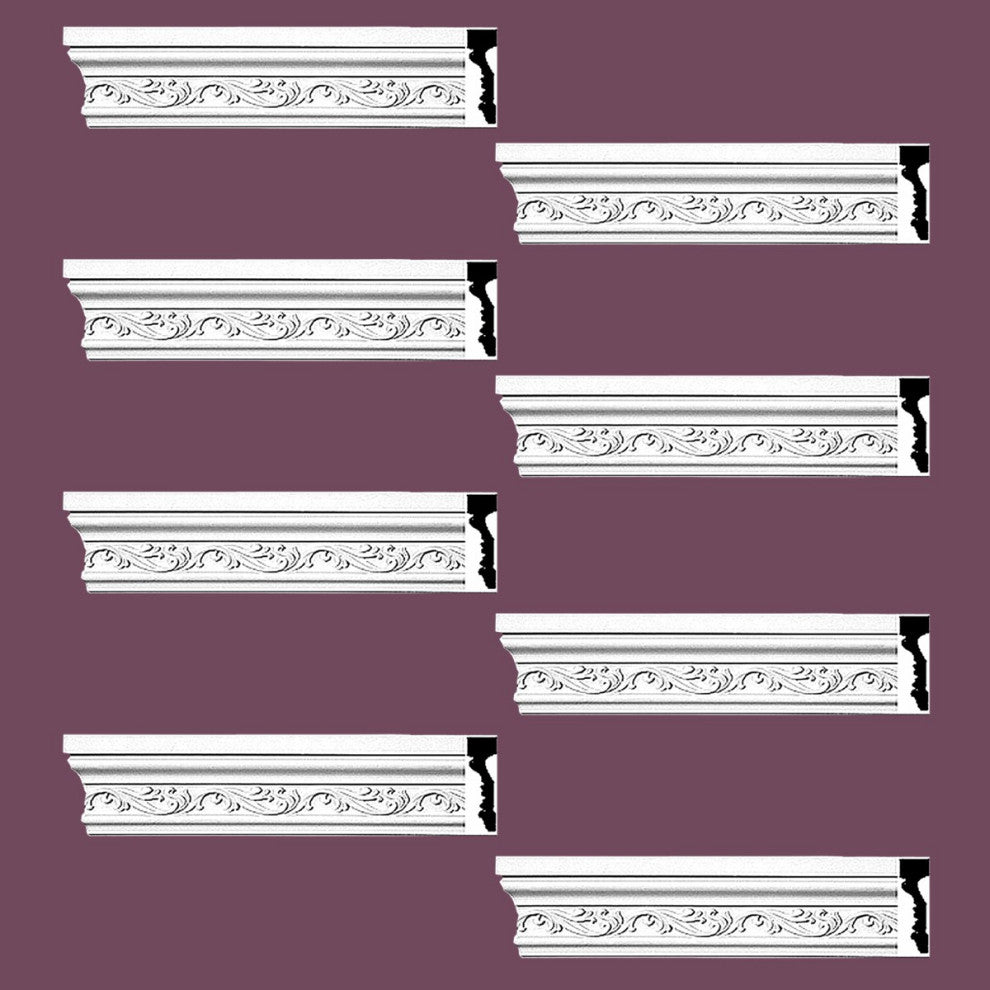 Crown Molding White Urethane Savanah Design 8 Pieces Totaling 752" Length