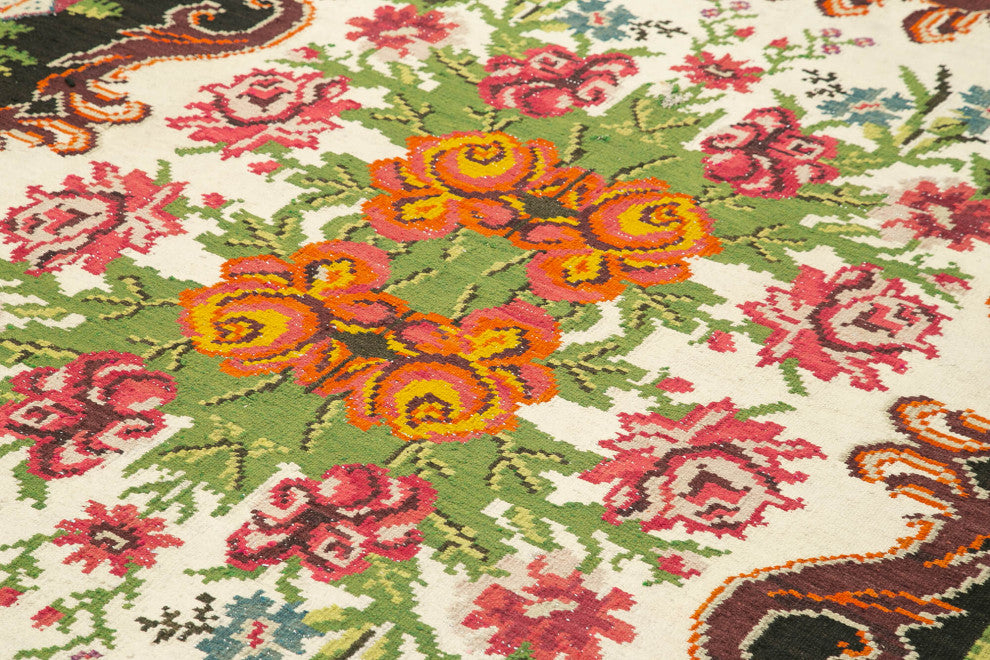 Rug N Carpet - Handmade Moldovan 6' 10'' x 8' 10'' Antique Rose Kilim Rug