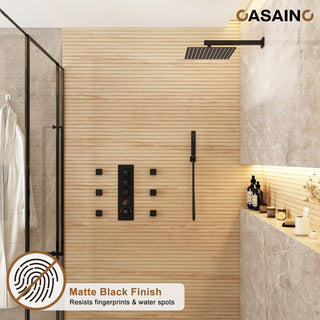 3 Function Digital Display Single Handle Shower System set with Body Spray, Matte Black