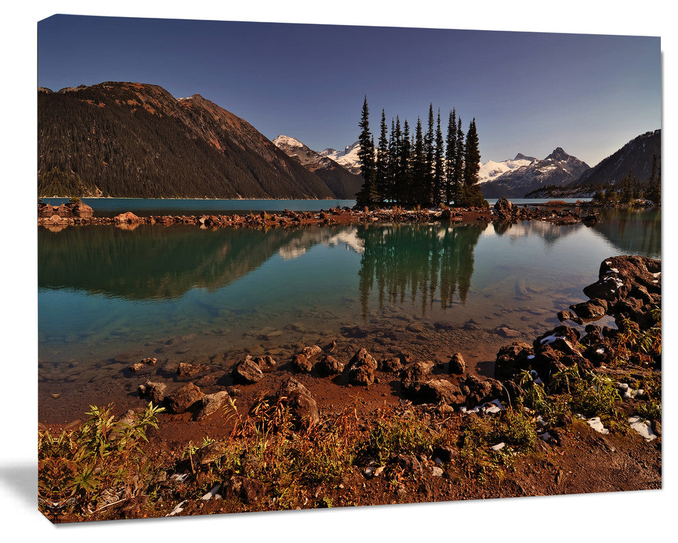 Lake and Pine Trees in Evening, Landscape Canvas Art Print, 60"x28"