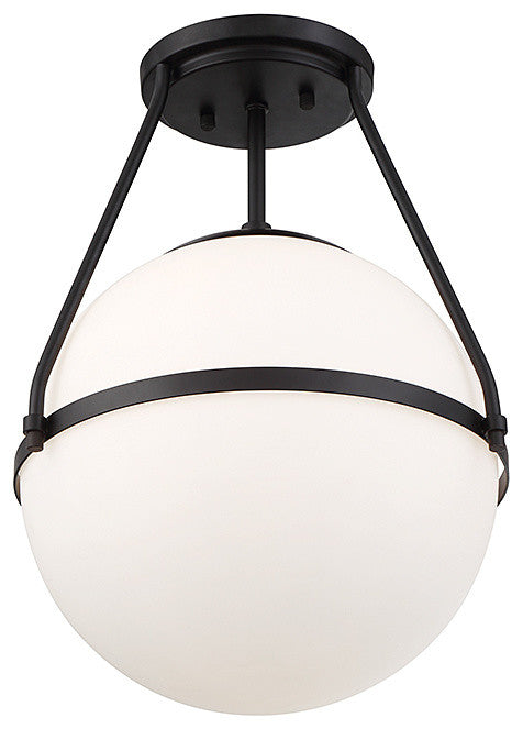 1-Light Semi-Flush Mount, Matte Black