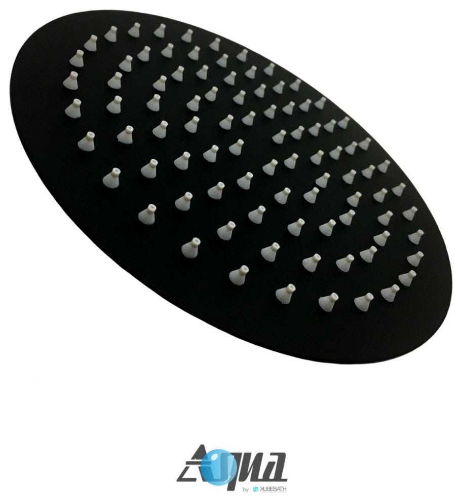 Aqua Rondo by KubeBath Matte Black 8" Super Slim Round Shower Head