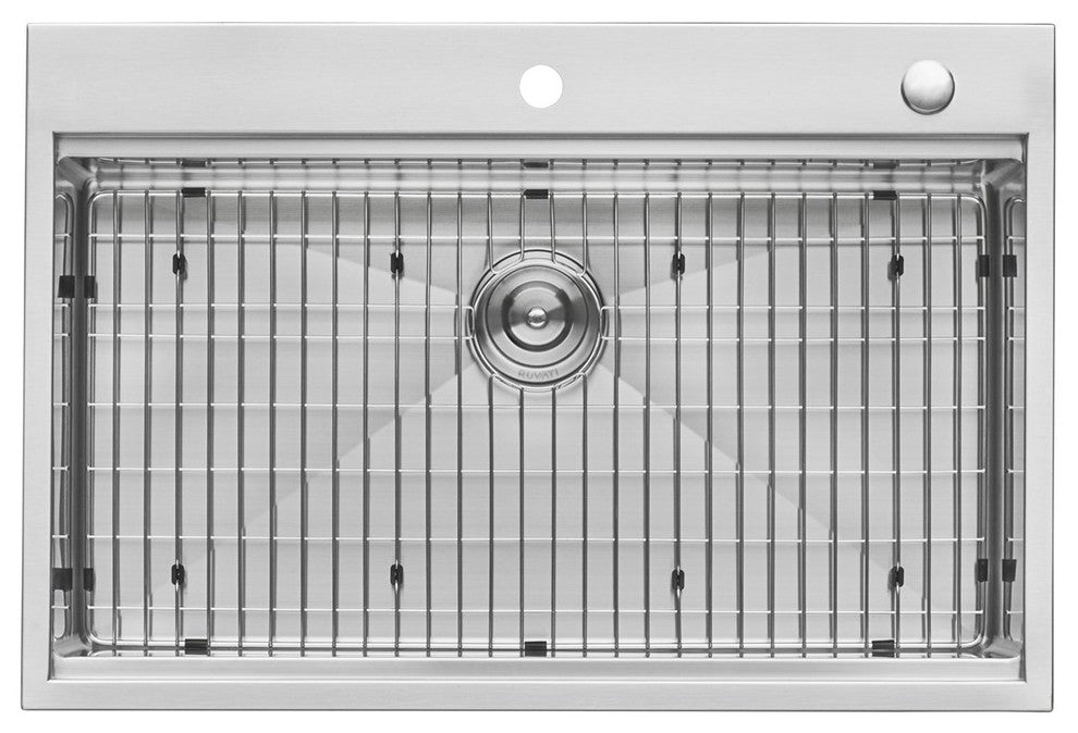 Ruvati 33" Workstation Drop-in Stainless Steel Kitchen Sink, RVH8003