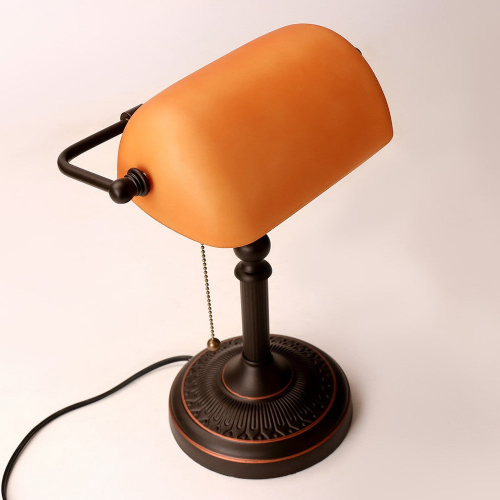 Classical vintage banker reading lamp for bedroom, study room, Orange