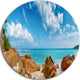 Rocky Seychelles Island Panorama, Beach Large Disc Metal Wall Art, 36"