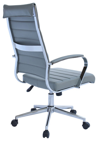 Ergonomic High Back Swivel Boss Ribbed PU Leather Office Chair Modern, Gray