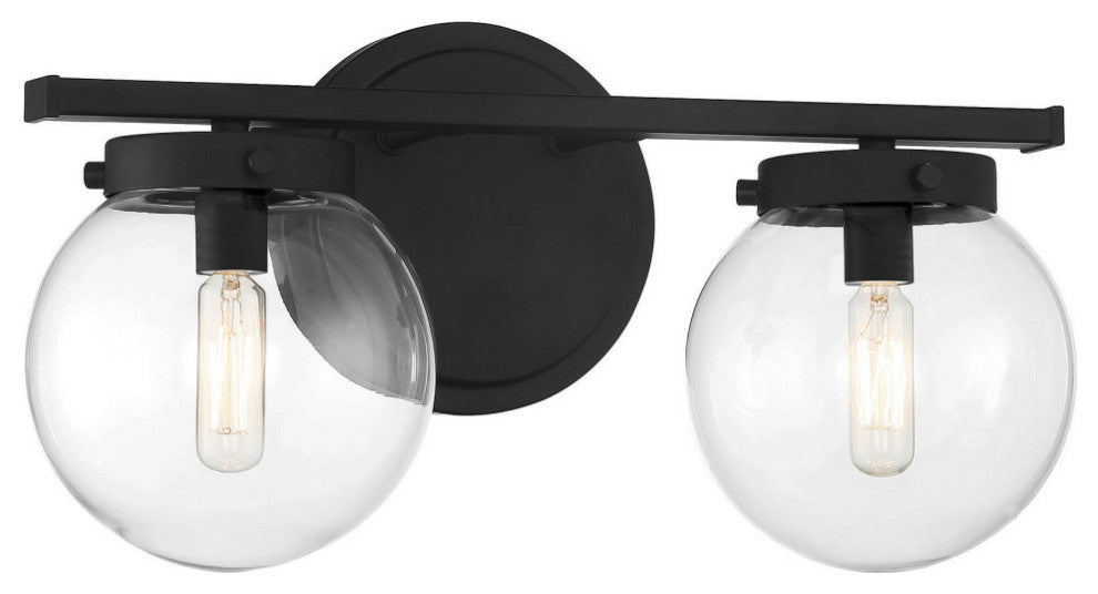 2-Light Bathroom Vanity Light, Matte Black