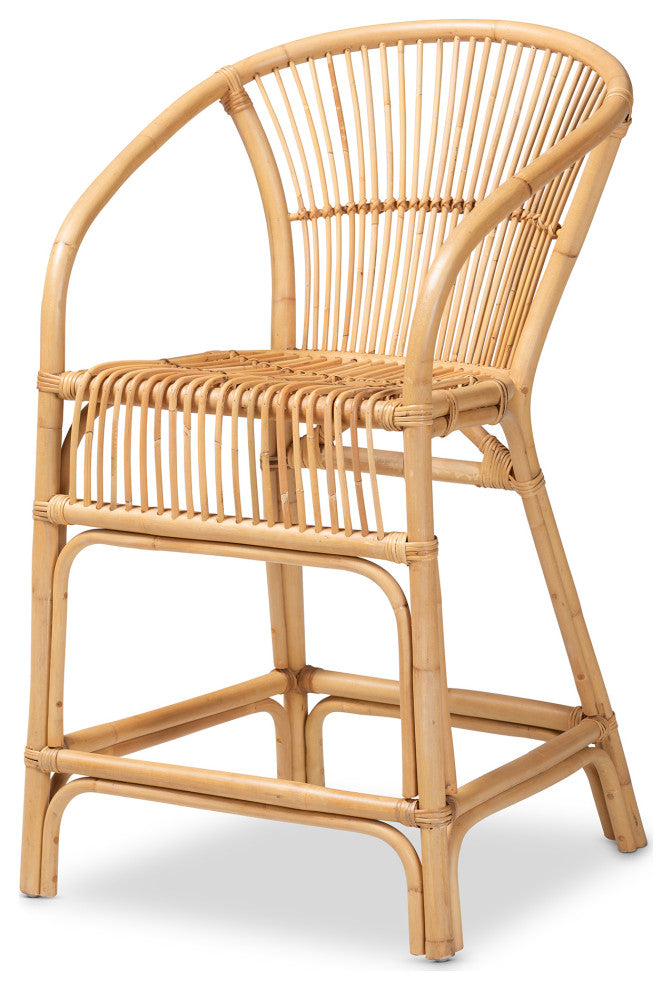 Colleen Natural Brown Rattan Counter Stool