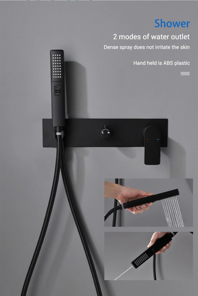 Wasser™ Complete Shower System With Handheld Sprayer, Matte Black, 8" Rain Showe
