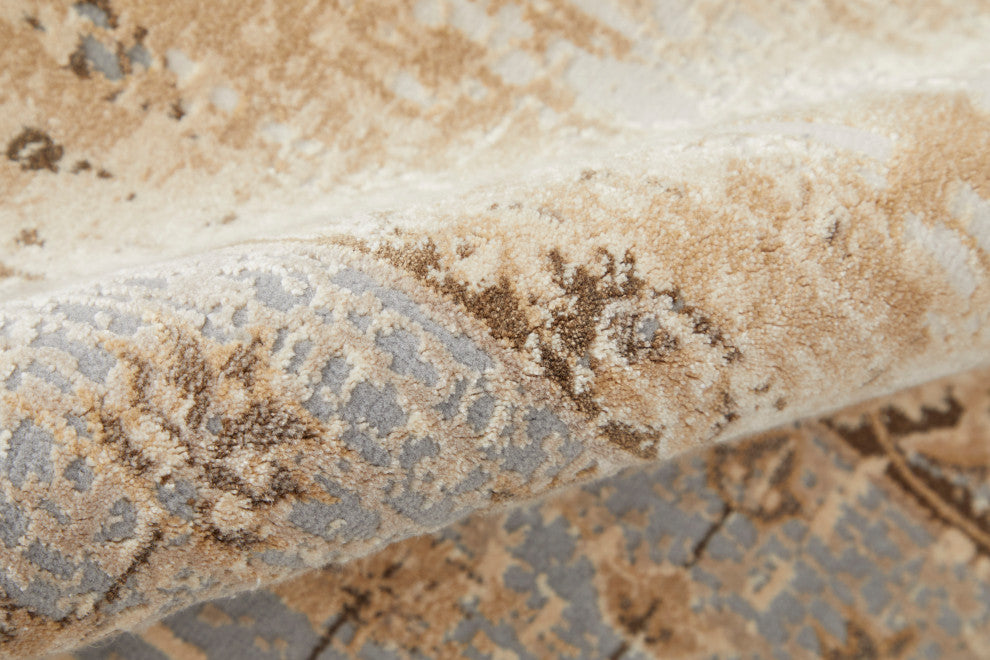 Neoma Traditional Bordered, Tan/Brown/Gray, 7'9"x10' Area Rug