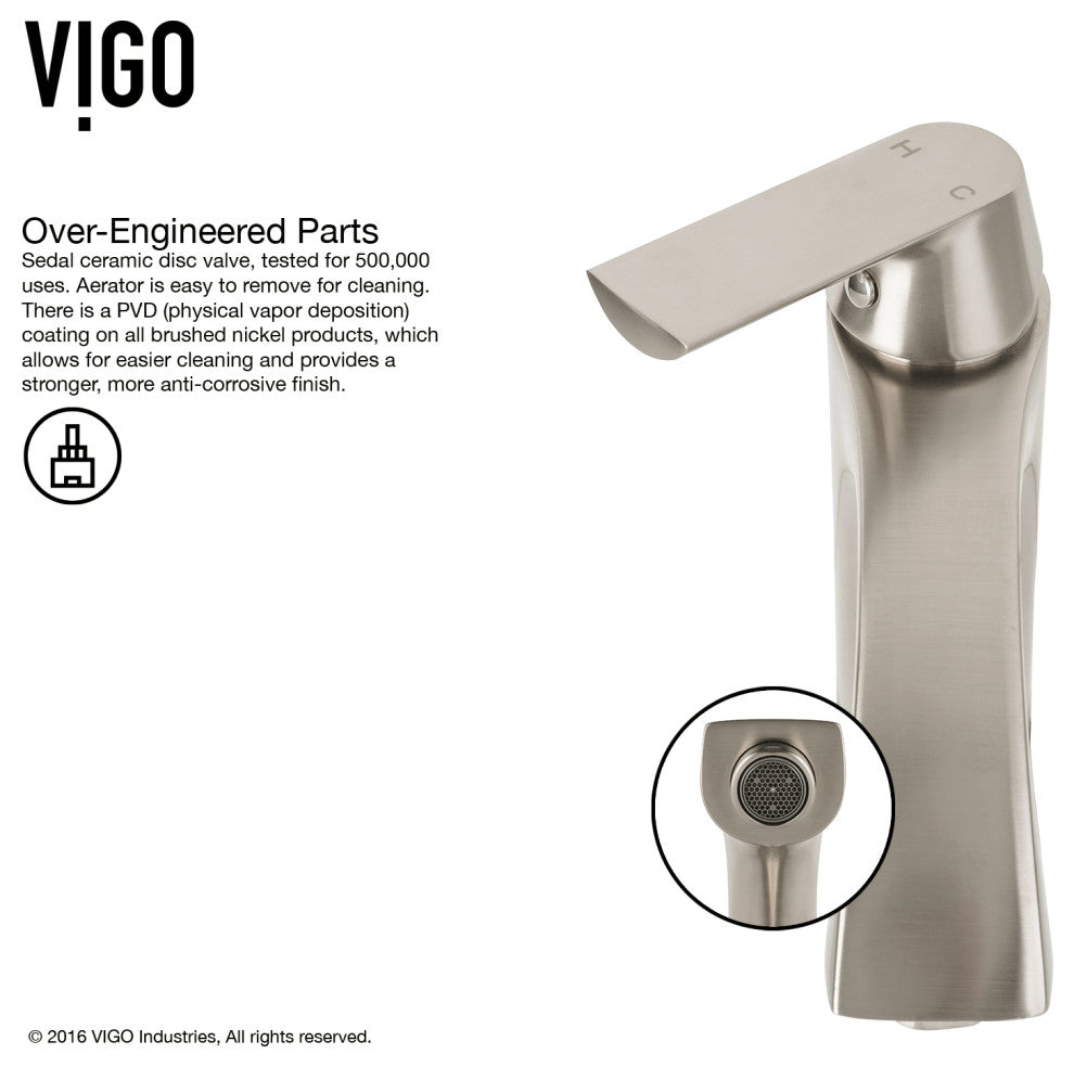 VIGO Crystalline Glass Vessel Sink and Linus Vessel Faucet, Brushed Nickel