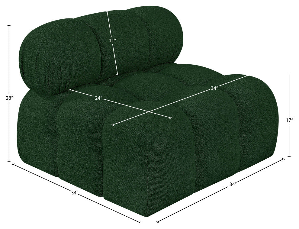 Ames Boucle Fabric Modular Chair, Green, Armless Chair