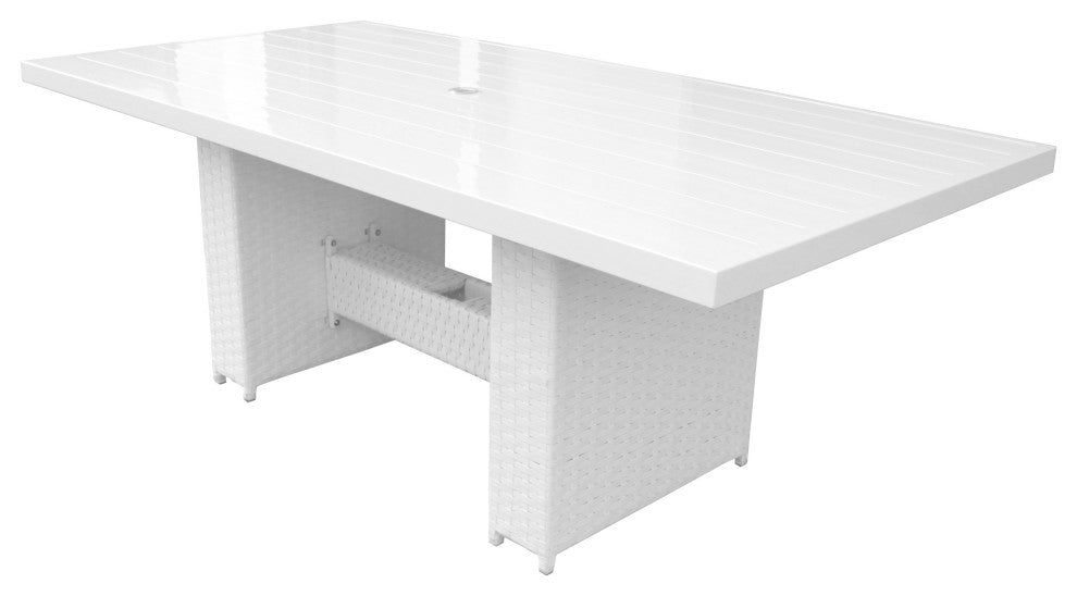 Miami Rectangular Outdoor Patio Dining Table with 6 Armless Chairs Terracotta