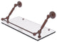 Waverly Place 18" Floating Glass Shelf with Gallery Rail, Antique Copper