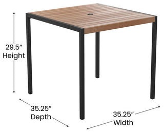 Lark Outdoor Dining Table With With Umbrella Holder Hole, Teak