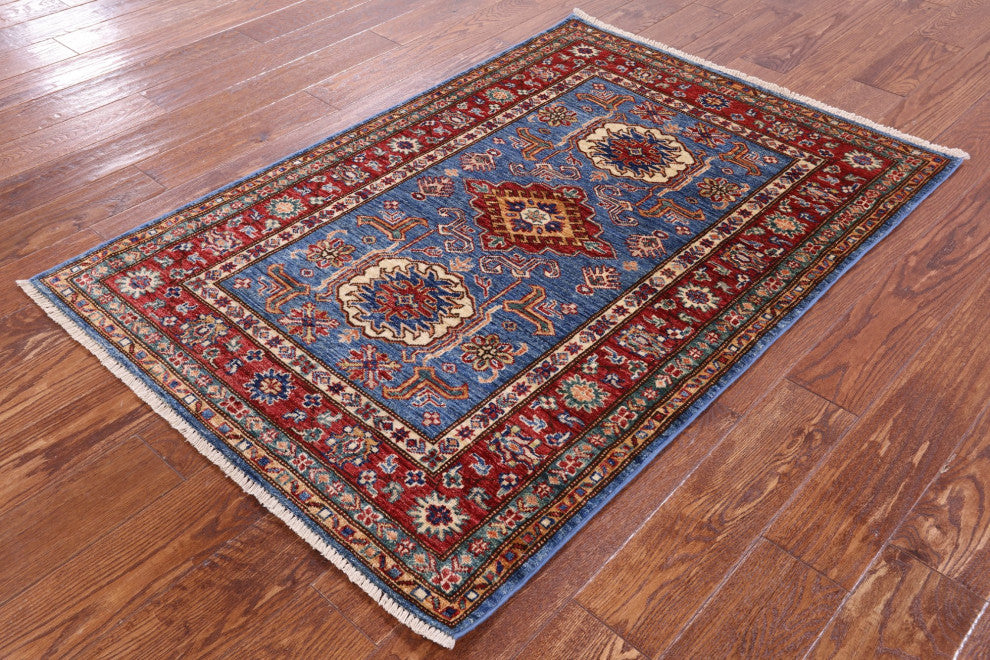 Super Kazak Hand Knotted Rug 3' 4" X 4' 10" Q10634