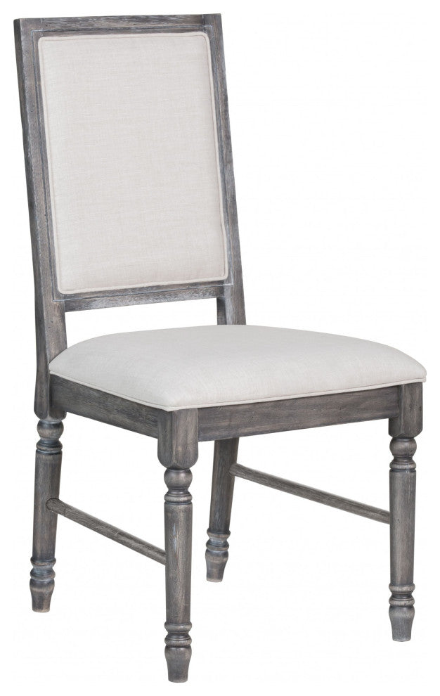 HomeRoots 20" X 22" X 40" 2pc Light Cream Linen And Weathered Gray Side Chair