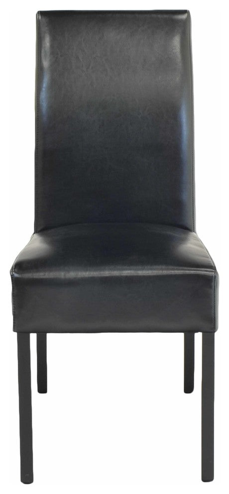 Valencia Dining Side Chair, Black, Split Leather