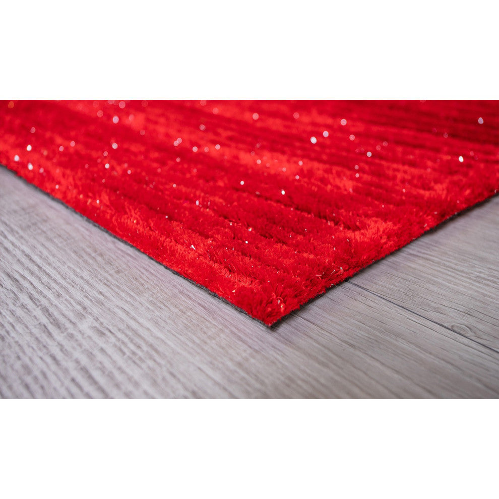 8" x 10" Red Modern Shimmery Area Rug
