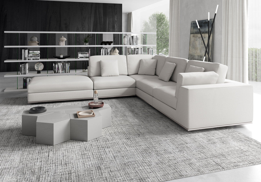 Perry Sectional 1 Arm Corner Open Sofa, Chalk Fabric