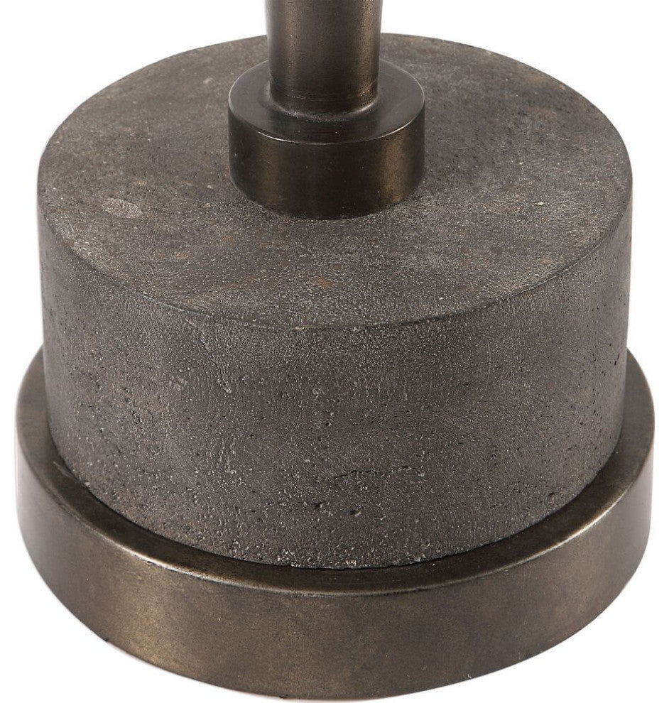 Uttermost Masika 11" Round Concrete and Metal Accent End Table in Gray/Bronze