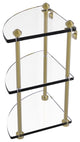 Southbeach Three Tier Corner Glass Shelf, Satin Brass