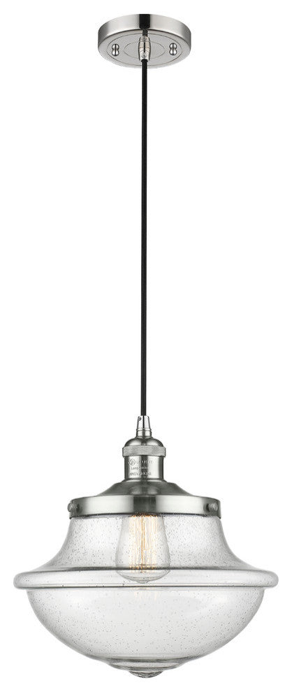 Large Oxford 1-Light Mini Pendant, Polished Nickel, Seedy
