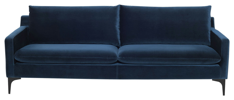 Anders Midnight Blue Fabric Triple Seat Sofa, HGSC497