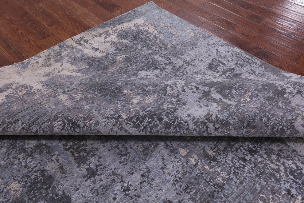 7' 10" X 10' 1" Wool and Silk Modern Handmade Rug Q8657