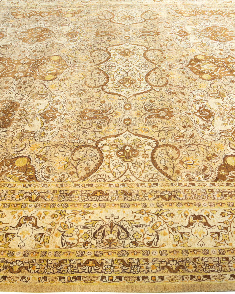 Hiranur One-of-a-Kind Hand-Knotted Area Rug Yellow, 9'2"x12'1"