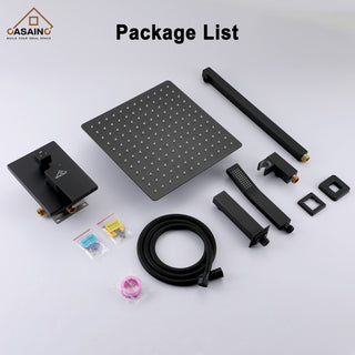 12" Wall Mounted Shower System with Bathtub Faucet,Matte Black
