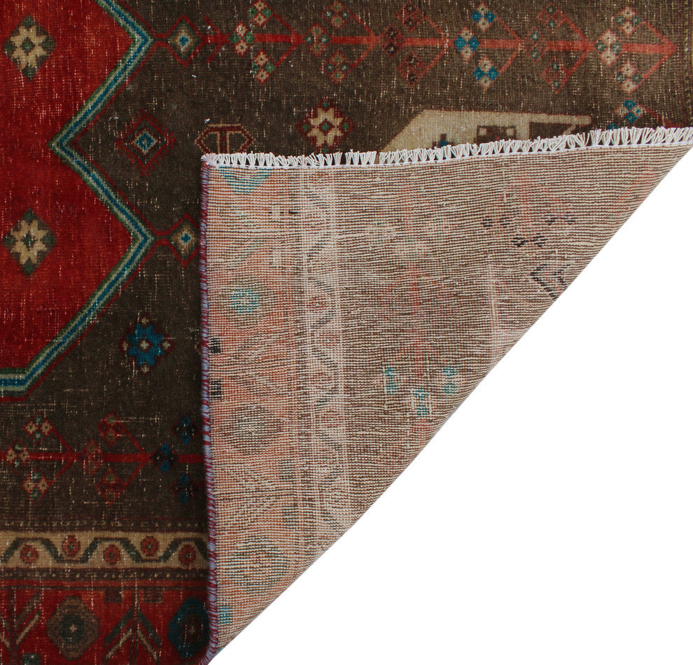 Fine Vintage Distressed Ahyan Red Rug, 4'3x7'9