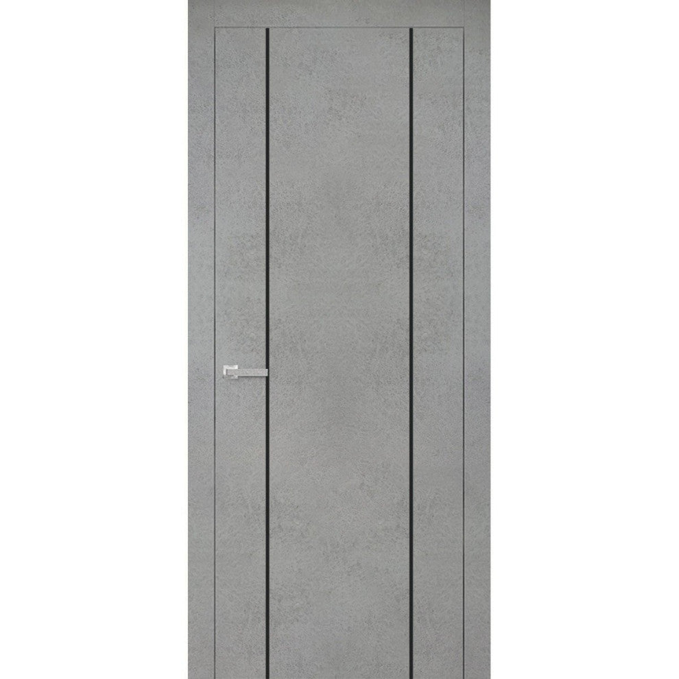 Solid French Door 28 x 80 | Planum 0016 Concrete with| Bathroom