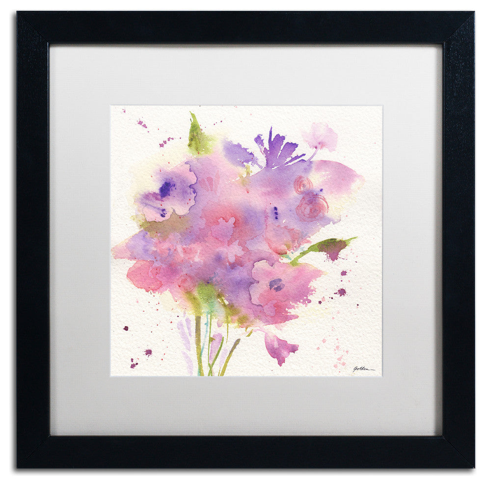 Sheila Golden ''A Bouquet For You'' Matted Framed Art, Black Frame, White, 16x16