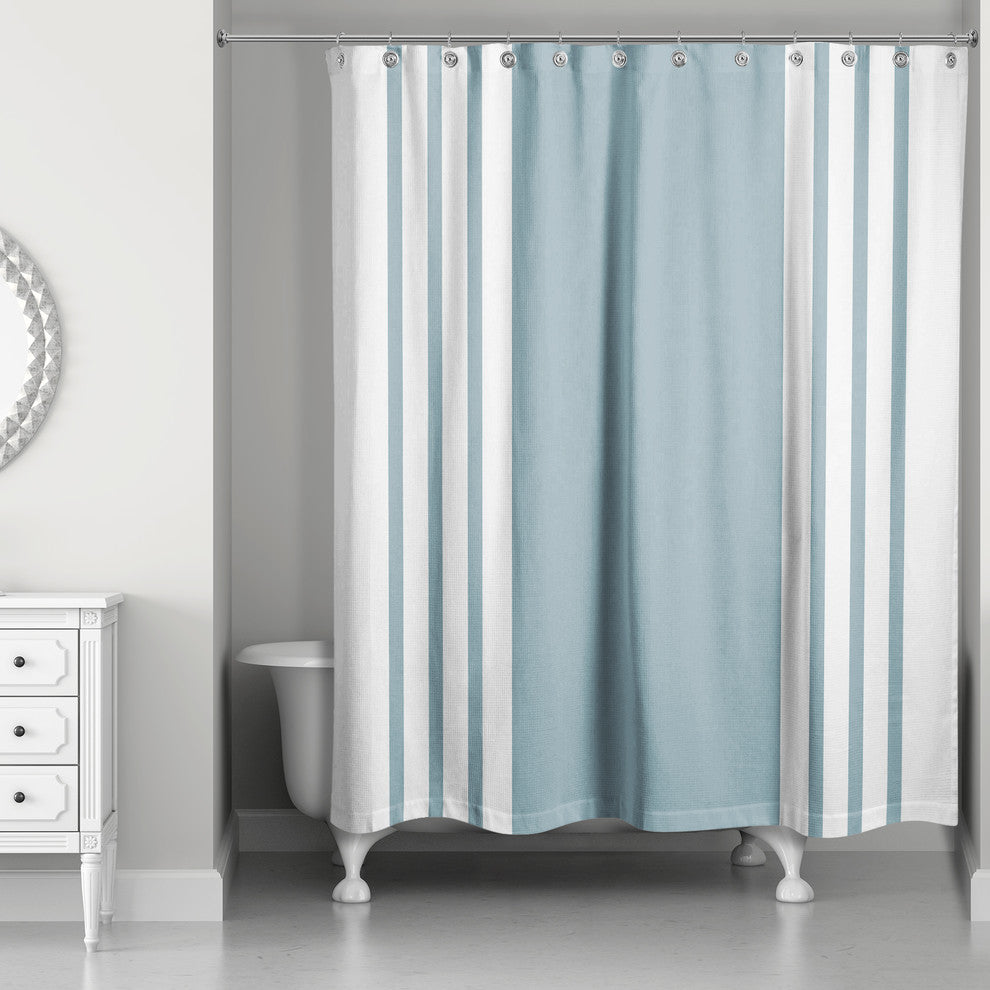 Farmhouse Stripe Shower Curtain, Teal