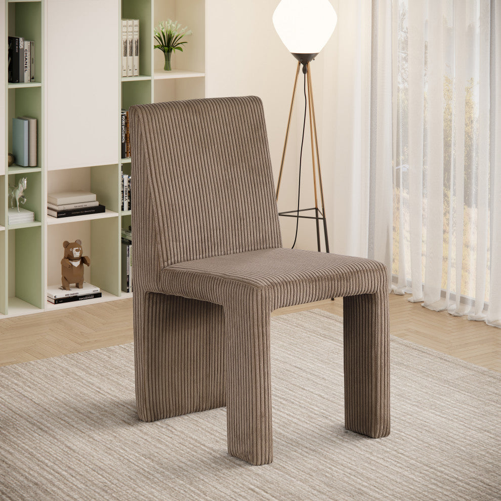Benson Upholstered Dining Chair, Brown, Microsuede Corduroy